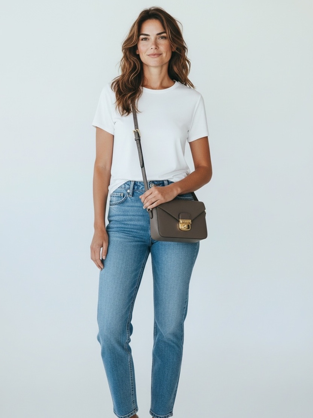 Longchamp Leather  Brown Crossbody with Gold-Tone Lock - Picture 3 of 14